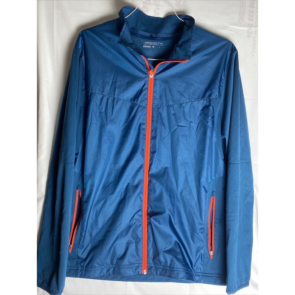Nike Golf Windbreaker Jacket Blue Full Zip Outdoors Waterproof Men's Size L
